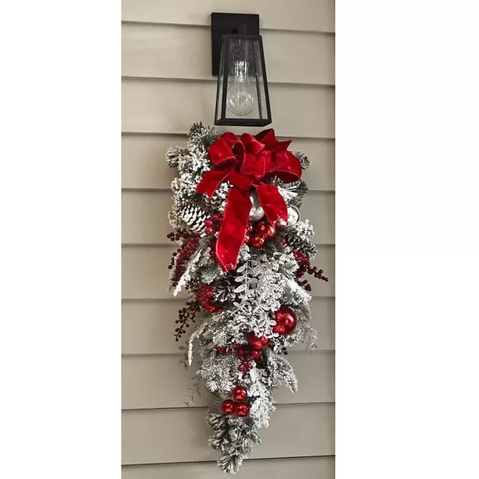 Yeouu | Cordless Prelit Holiday Trim | LED Lights, Auto-Timer & Premium Red/White Decor