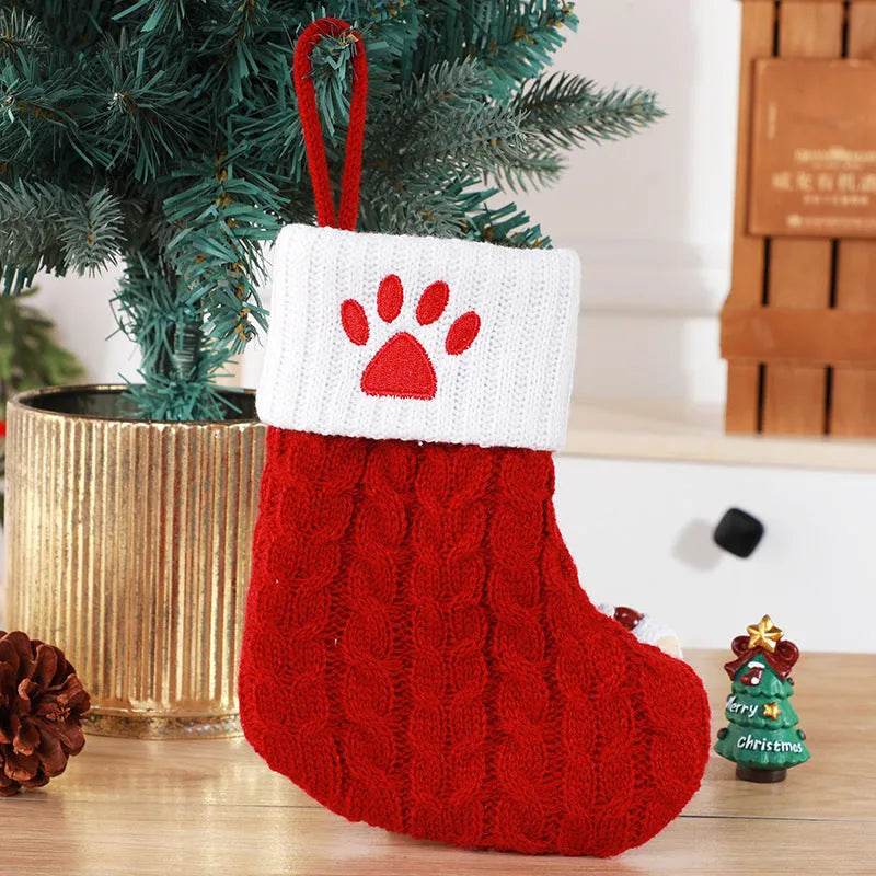 Yeouu | Cute Letters Christmas Stockings Decorative Creative Tree Pendant Wool Knitted Socks