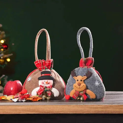 Yeouu | Christmas Gift Bags | Fabric Bags with Drawstring | Various Designs | Reusable