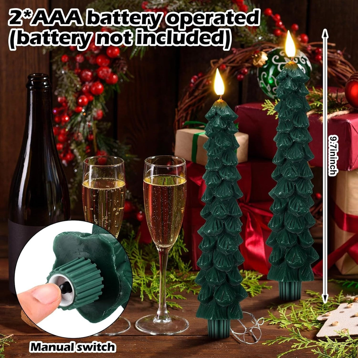 Yeouu | LED Christmas Candle with Music | Christmas Tree Decoration | Flickering Light & Warm White | Safe Candle Lighting