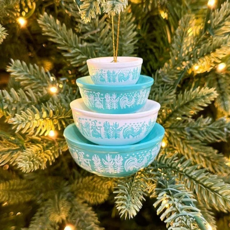 Yeouu | Vintage Bowls Christmas Ornament | Nostalgic Tree Hangers | Handmade Decoration from Glass