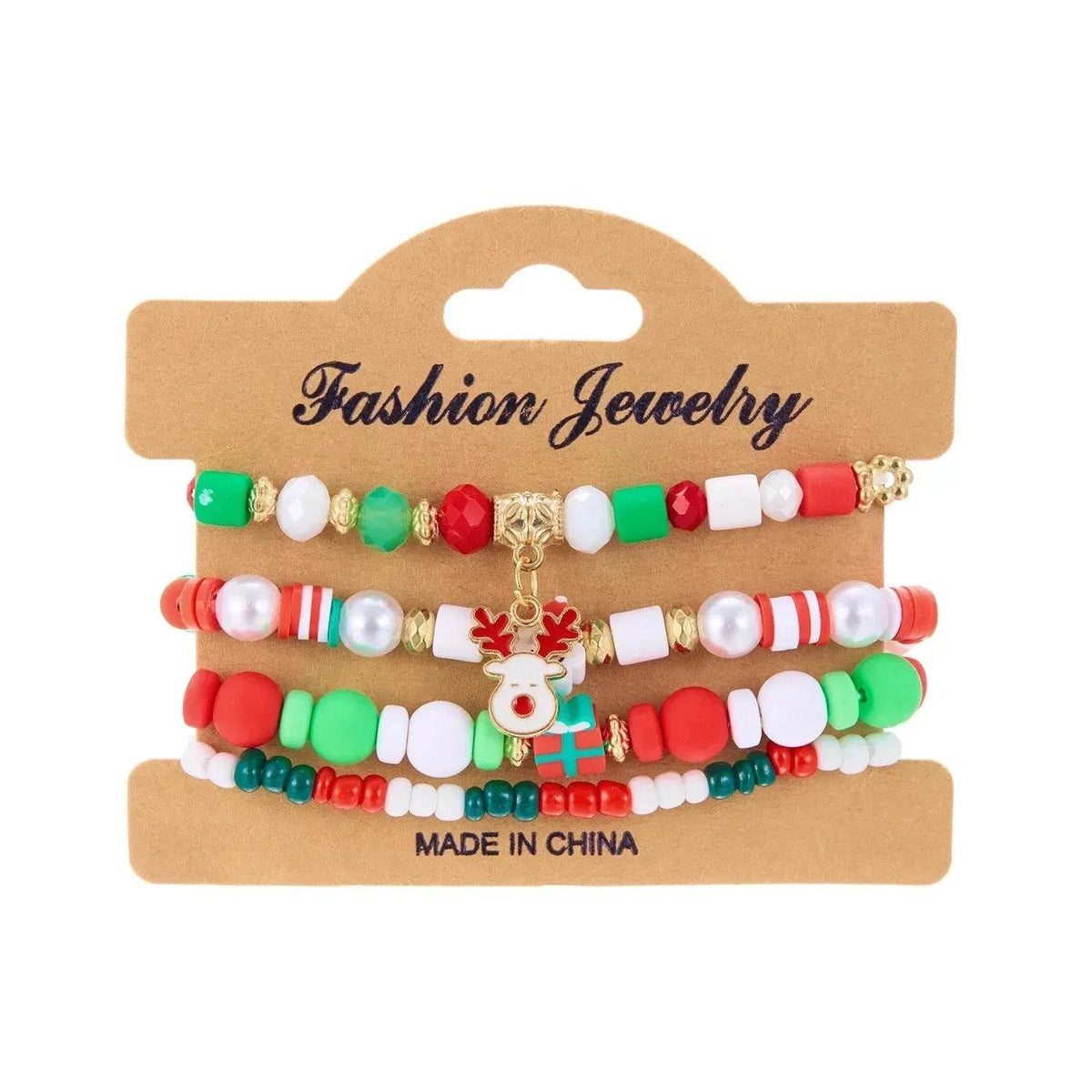Yeouu | 4pcs Christmas Snowman Handmade Beaded Bracelet set gift idea