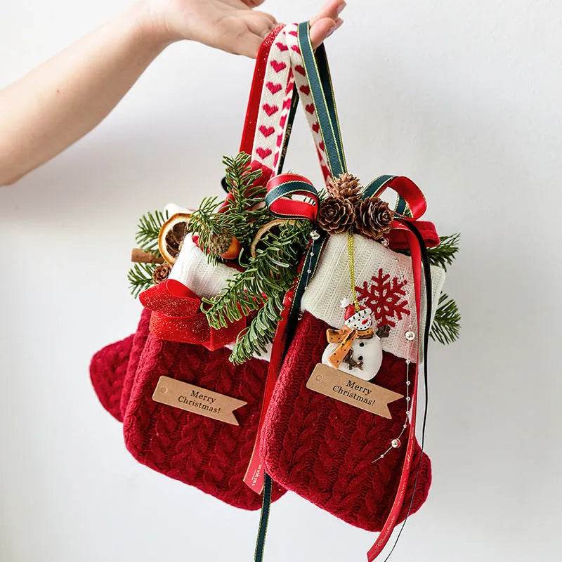 Yeouu | Christmas Decoration Knitted Christmas Stockings Scene Layout