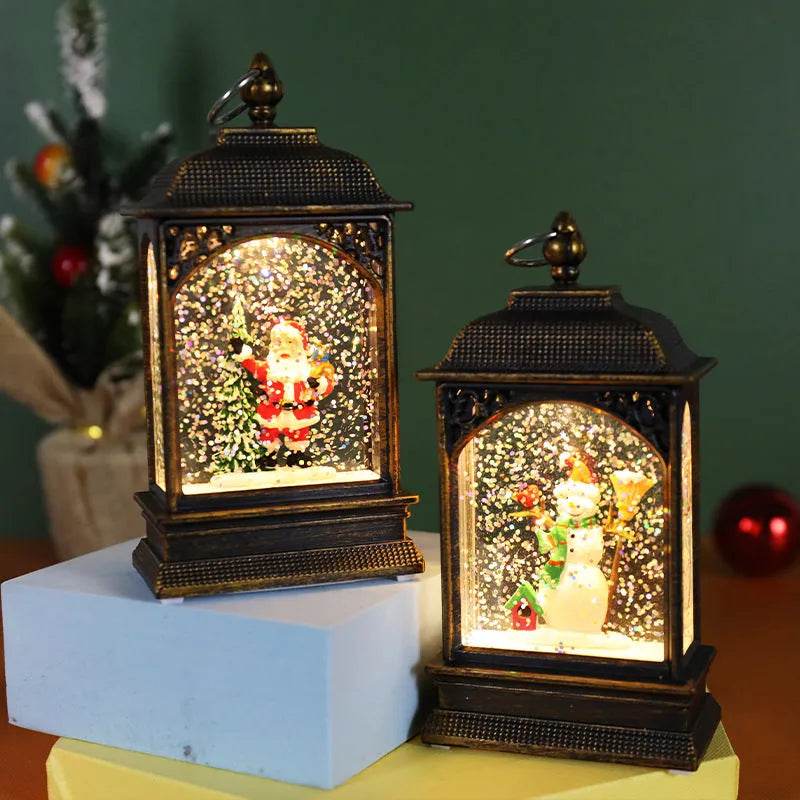 Yeouu | Christmas Decoration Luminous Water Injection Flat Storm Lantern Desktop Decoration