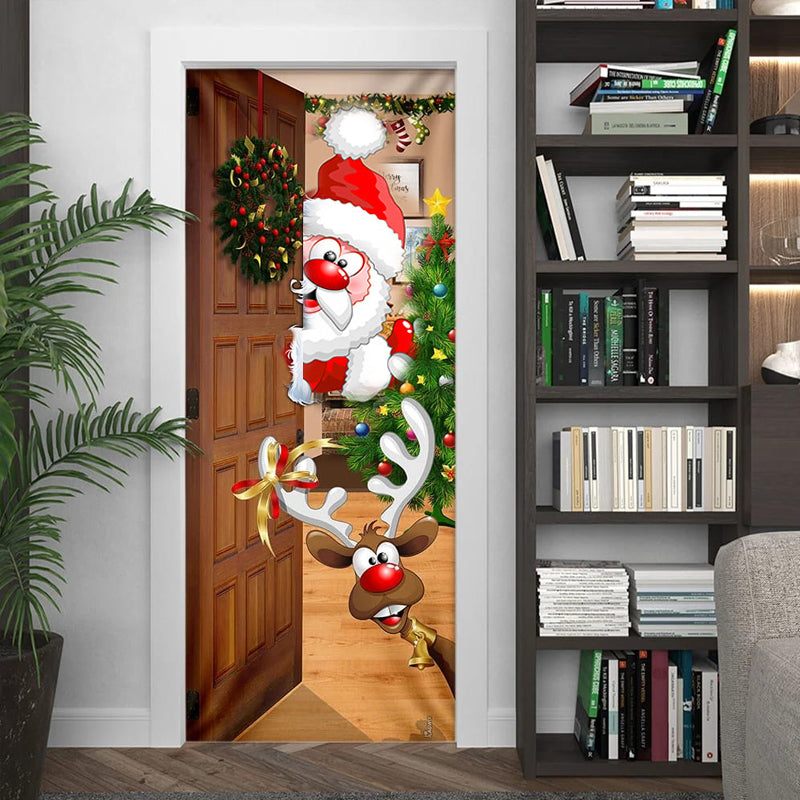 Yeouu | Christmas Door Cover | Fabric Front Door Decoration | Washable & Reusable | 91×203cm