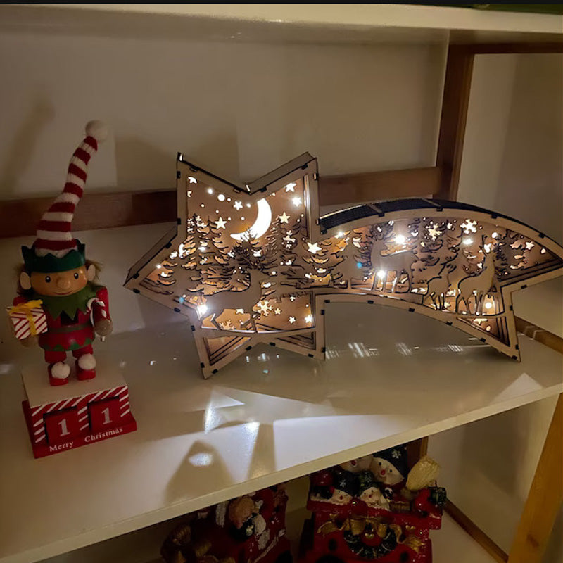 Yeouu | LED Wood Christmas Star Light