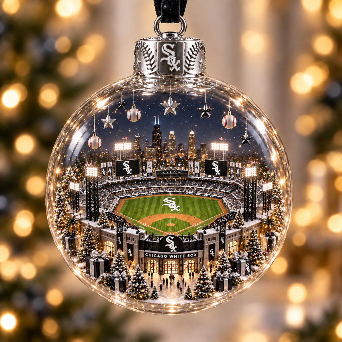 ⚾🎄 Light-Up Baseball Stadium Christmas Ornament