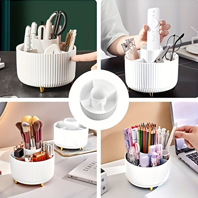 Yeouus | GlamSpin – 360° Rotating Makeup & Desk Organiser with 5 Compartments
