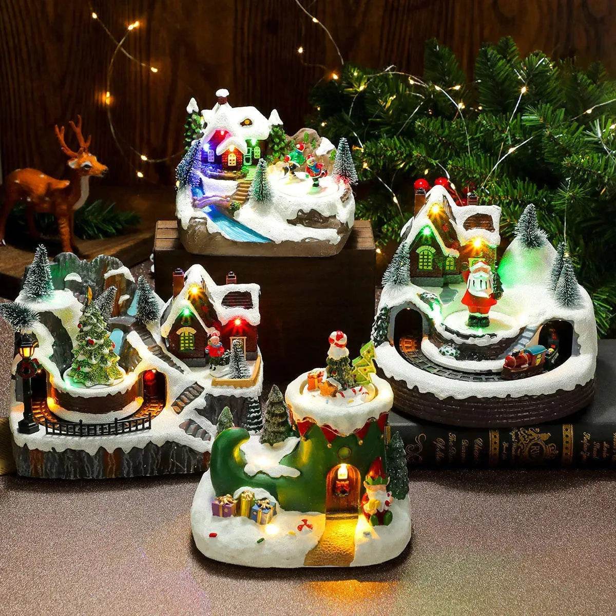 Yeouu | Christmas Rotating Resin Luminous Music Box Ornaments