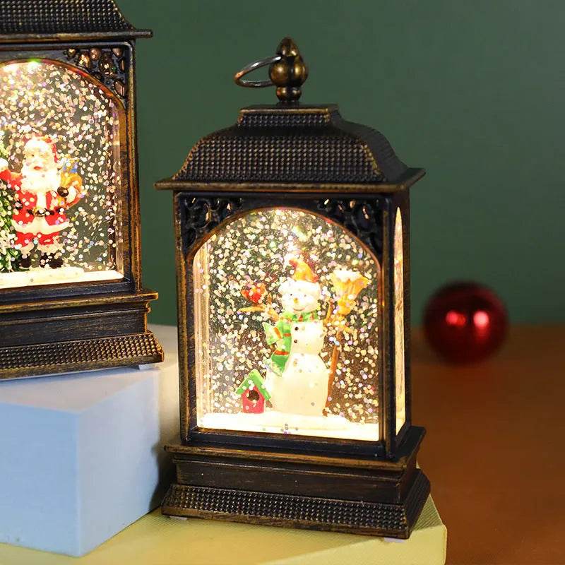 Yeouu | Christmas Decoration Luminous Water Injection Flat Storm Lantern Desktop Decoration
