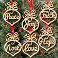Yeouu | Christmas hanging wooden hollow pendant 6 piece set