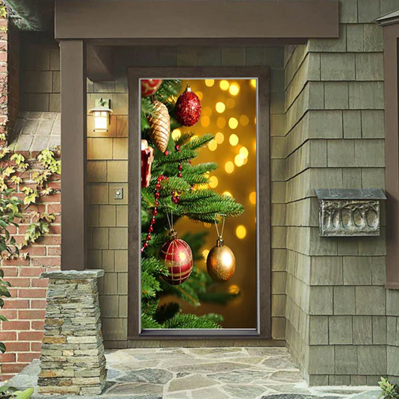 Yeouu | Christmas Door Cover | Fabric Front Door Decoration | Washable & Reusable | 91×203cm