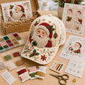 Premium Christmas Beaded Hat DIY Kit | Luxury Flocked Canvas with Scratch-Resistant Non-Fading Pearl Beads DIY Handmade Holiday Cap Decor