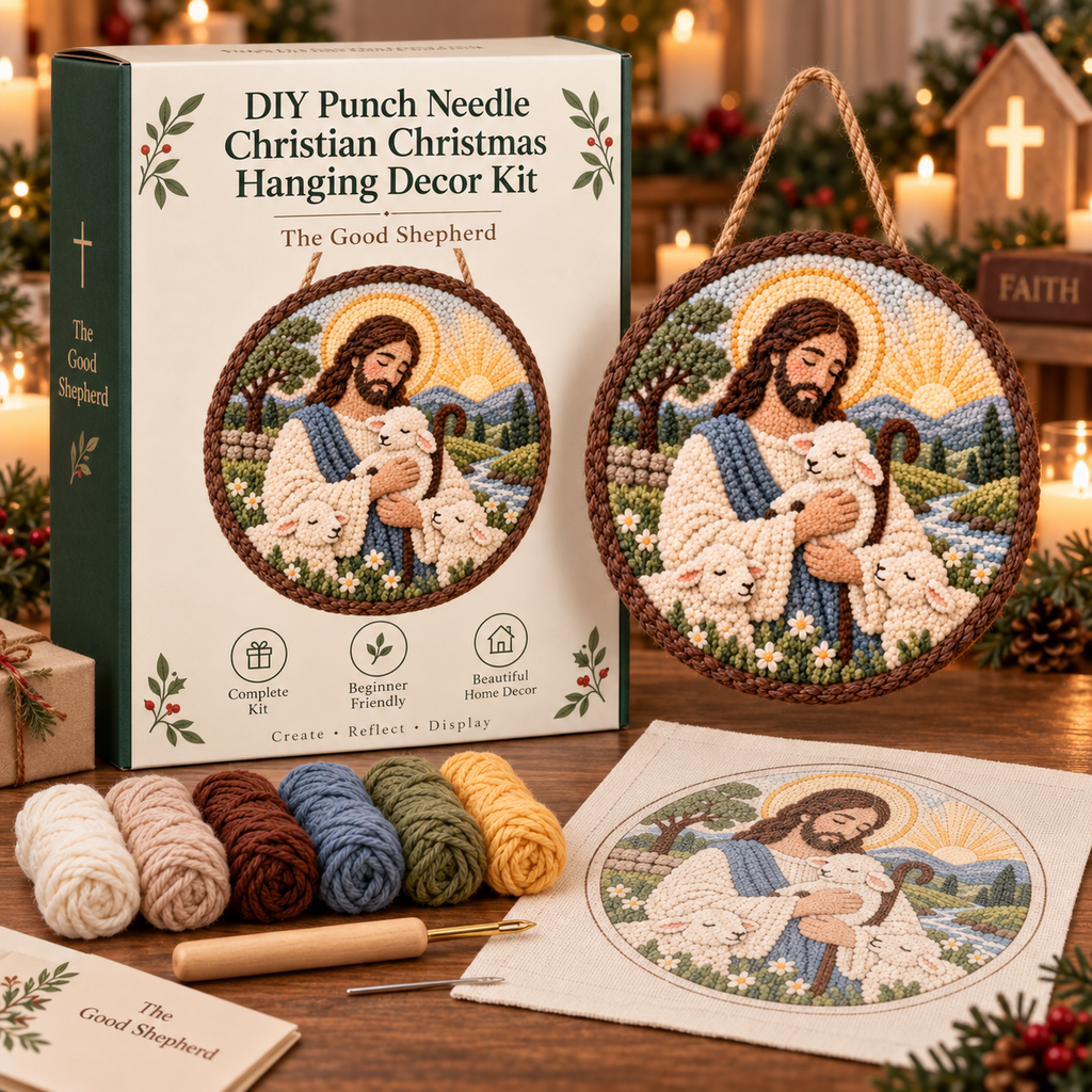 DIY Punch Needle Christian Christmas Hanging Decor Kit