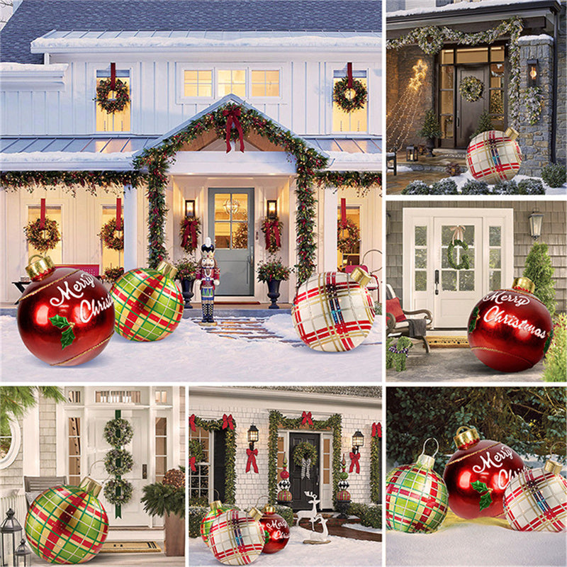 Yeouu | Inflatable Christmas Ball Outdoor Decoration 60cm – Weather Resistant PVC Christmas Decoration