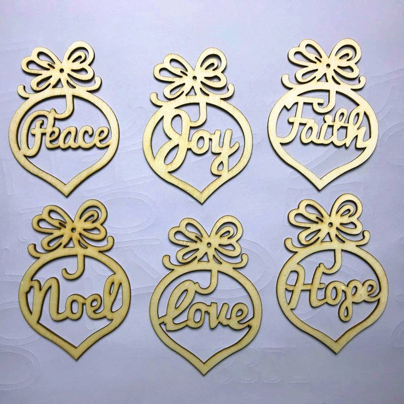 Yeouu | Christmas hanging wooden hollow pendant 6 piece set