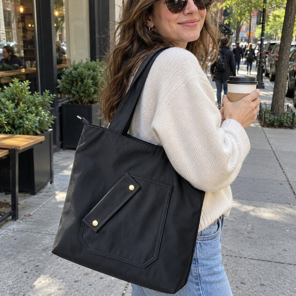 Pocket Plus Canvas Tote Shoulder Bag