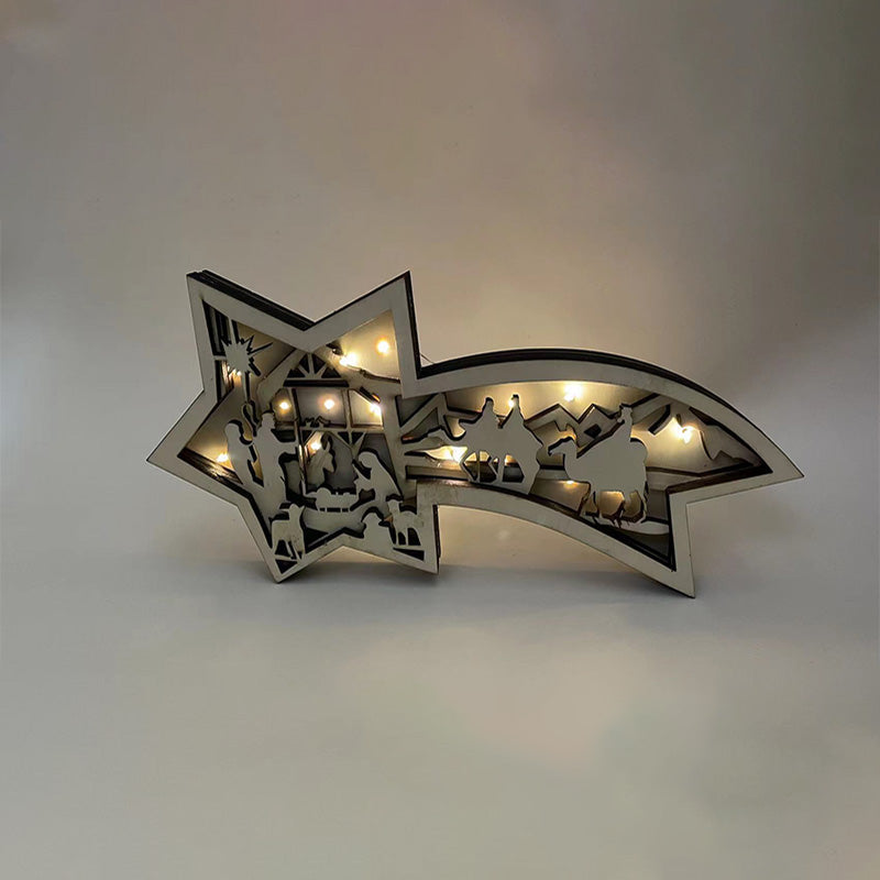 Yeouu | LED Wood Christmas Star Light