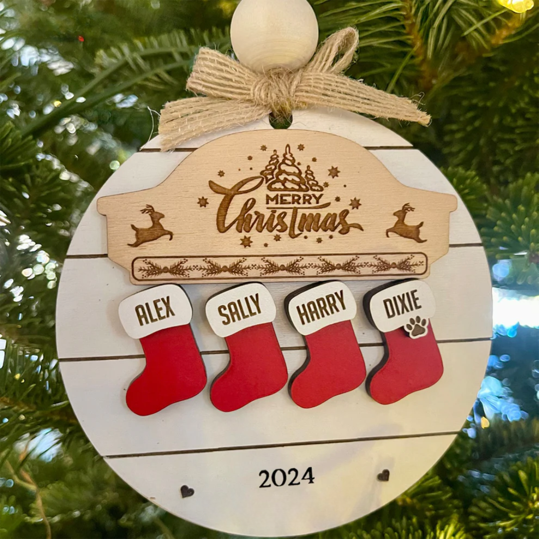 Christmas Ornament in Personalized Wood Design Yeouu