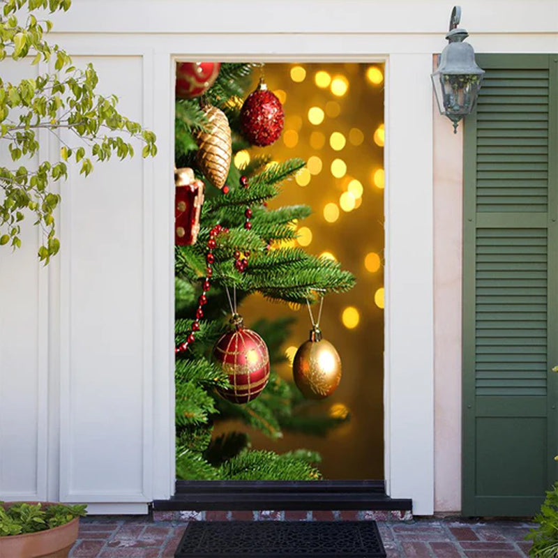 Yeouu | Christmas Door Cover | Fabric Front Door Decoration | Washable & Reusable | 91×203cm
