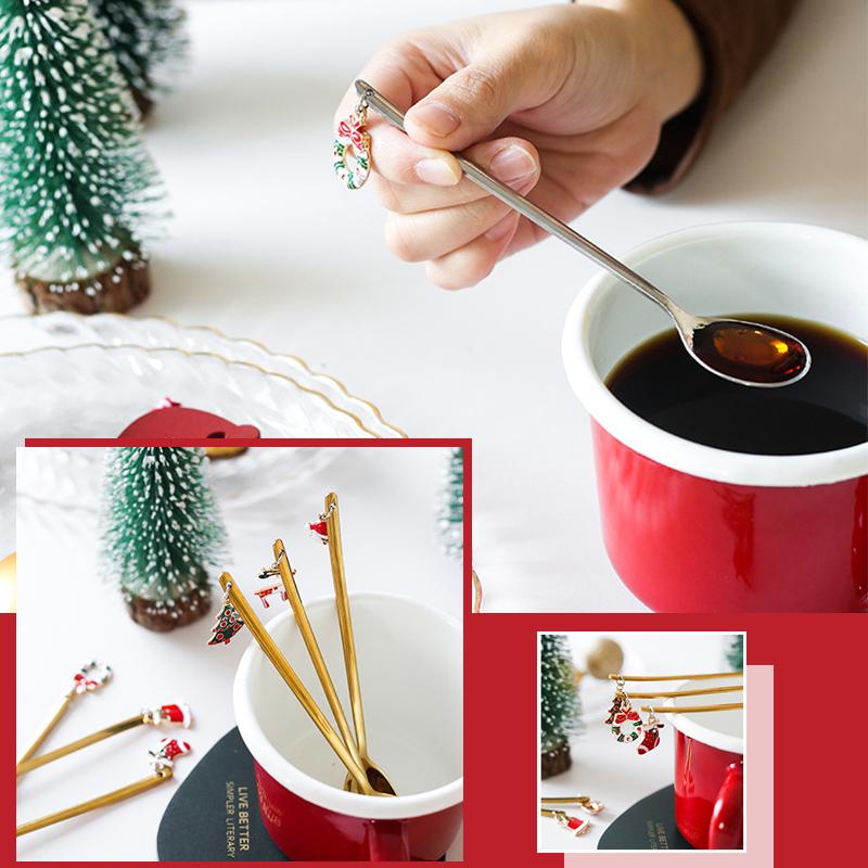 Yeouu | Christmas Decorations for Home - Christmas Metal Spoon Gift Set
