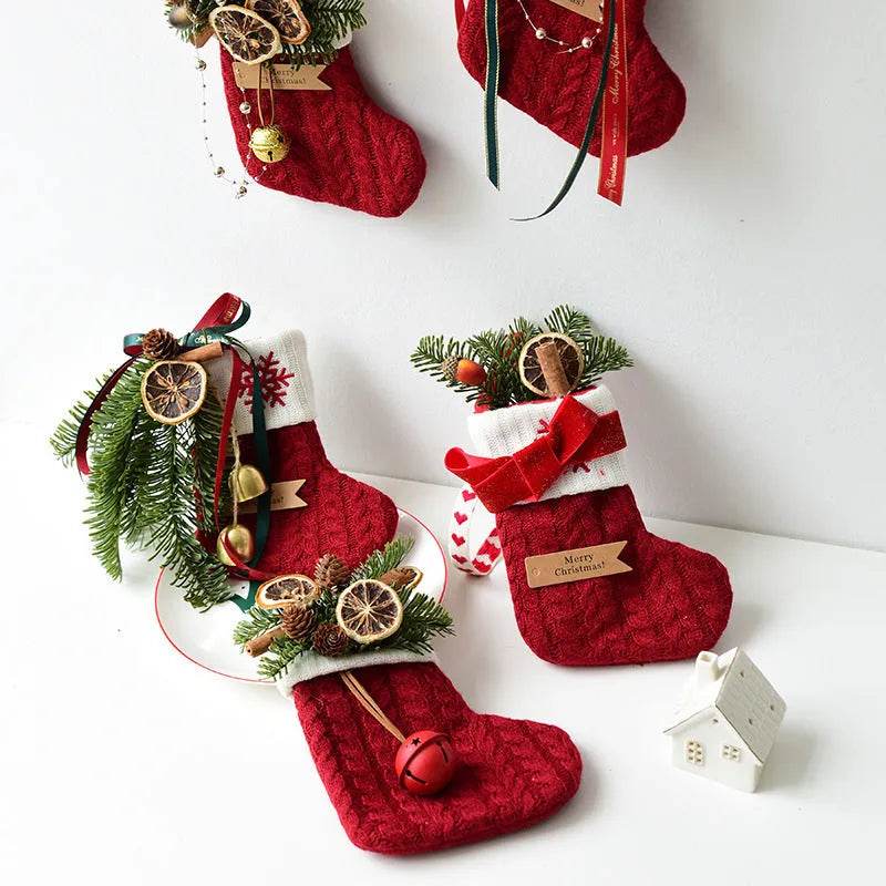 Yeouu | Christmas Decoration Knitted Christmas Stockings Scene Layout