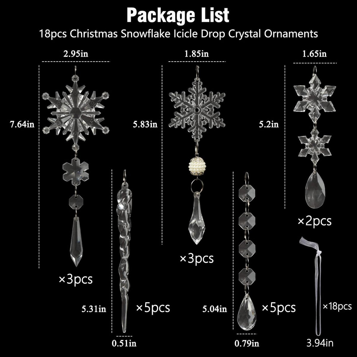 Yeouu | Crystal Christmas Ornaments Set - ShineBright