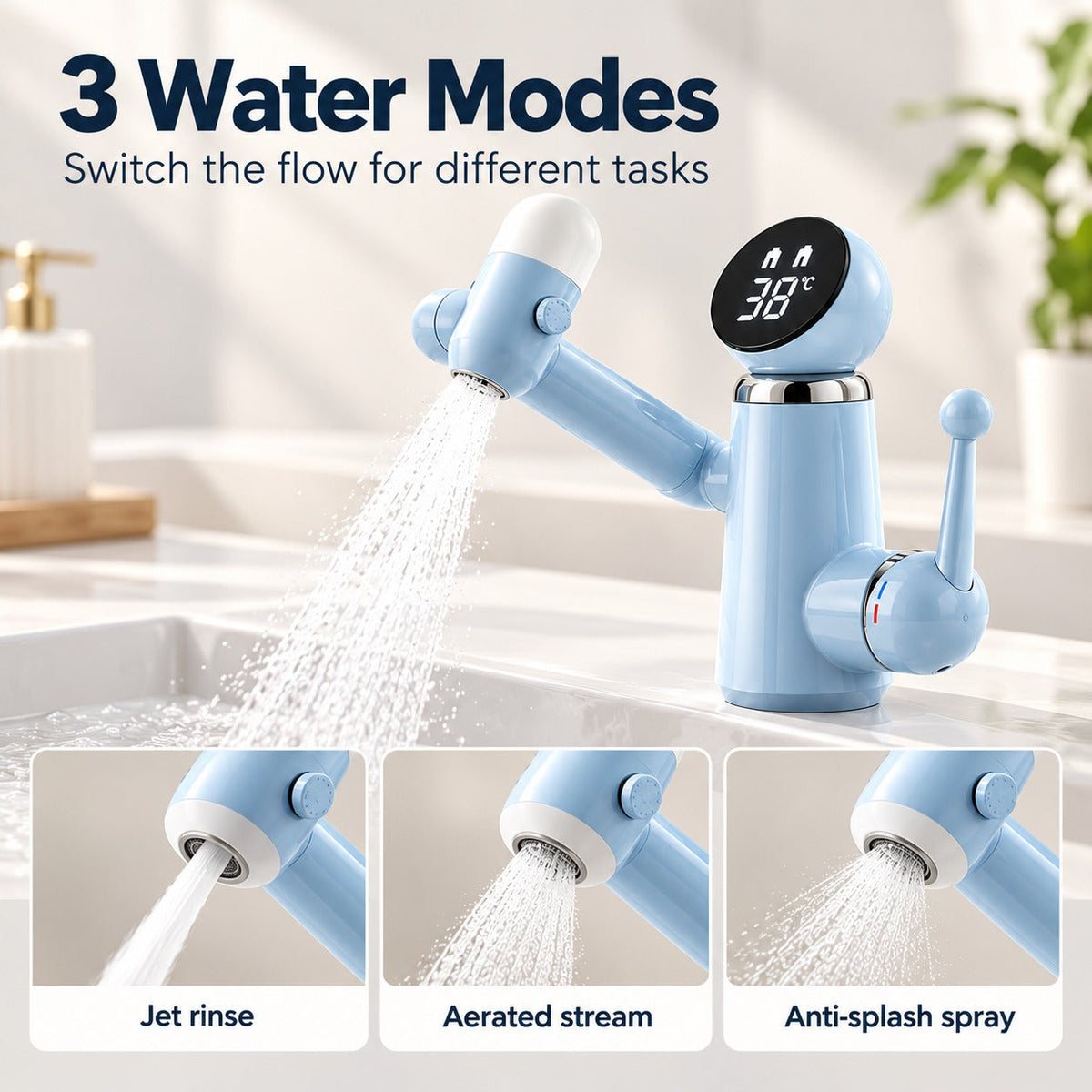 Robo Flow Smart Full-Rotating Digital Faucet