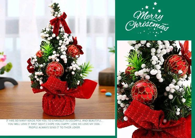 Yeouu | Christmas Ornaments Tree 20cm Mini Christmas Decoration Tree Christmas Day Mall Decoration Desktop Ornaments Small Tree