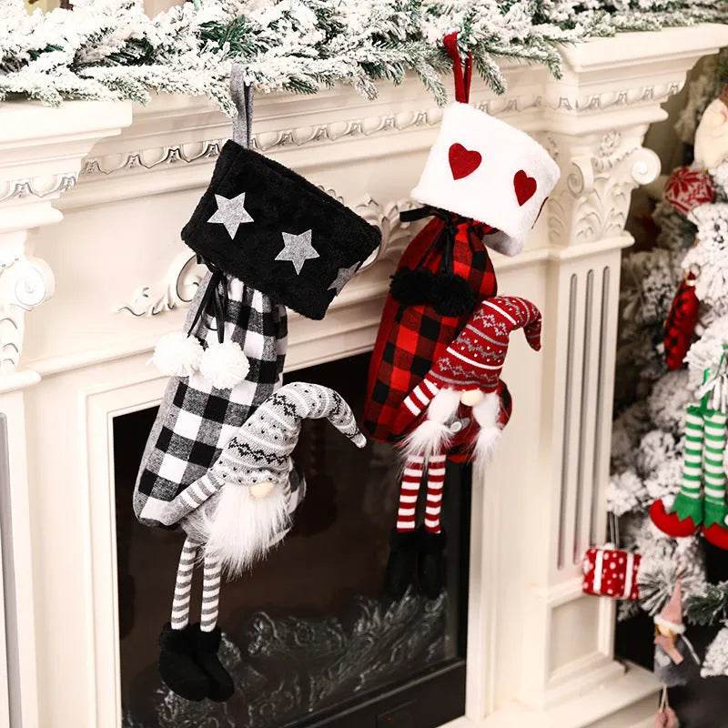 Yeouu | Red And Black Plaid Hanging Feet Stockings Christmas
