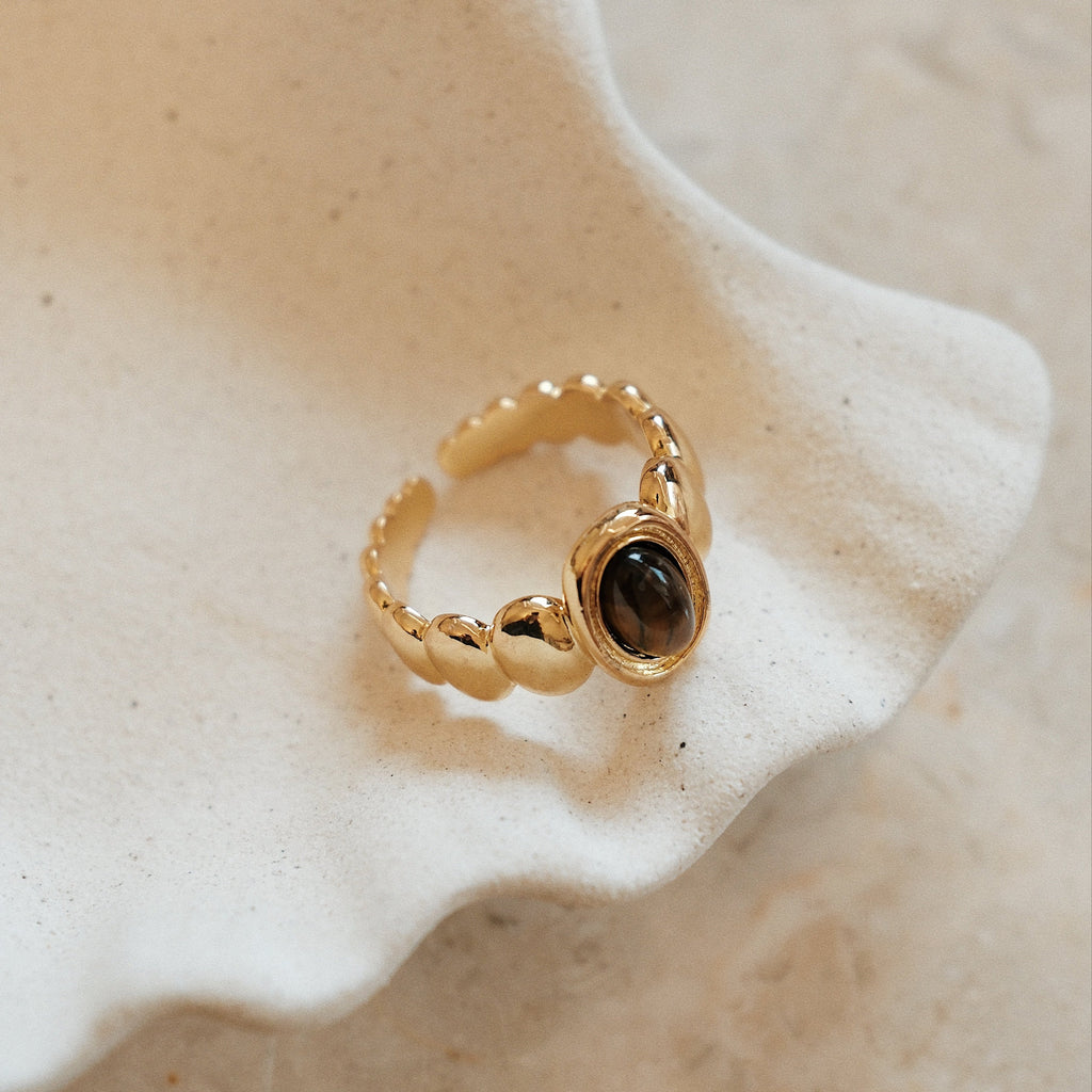 Halo Tiger Eye Stone Ring