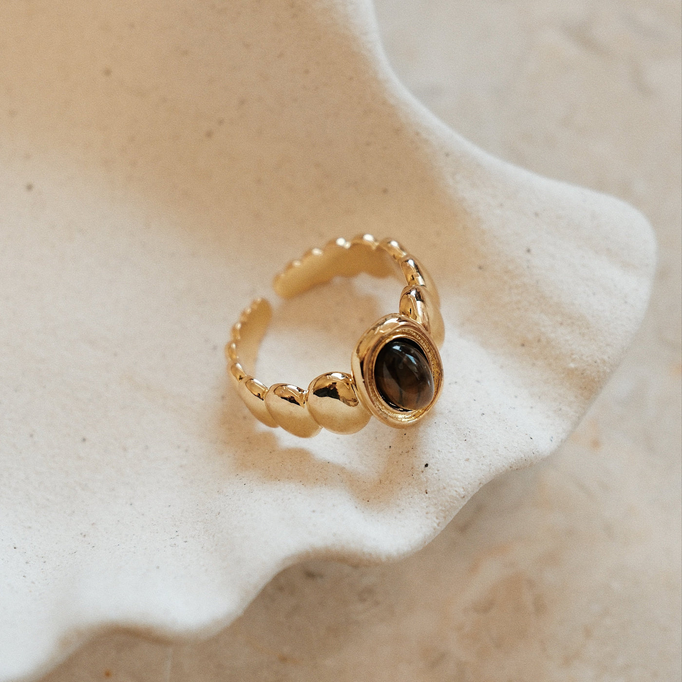 Halo Tiger Eye Stone Ring