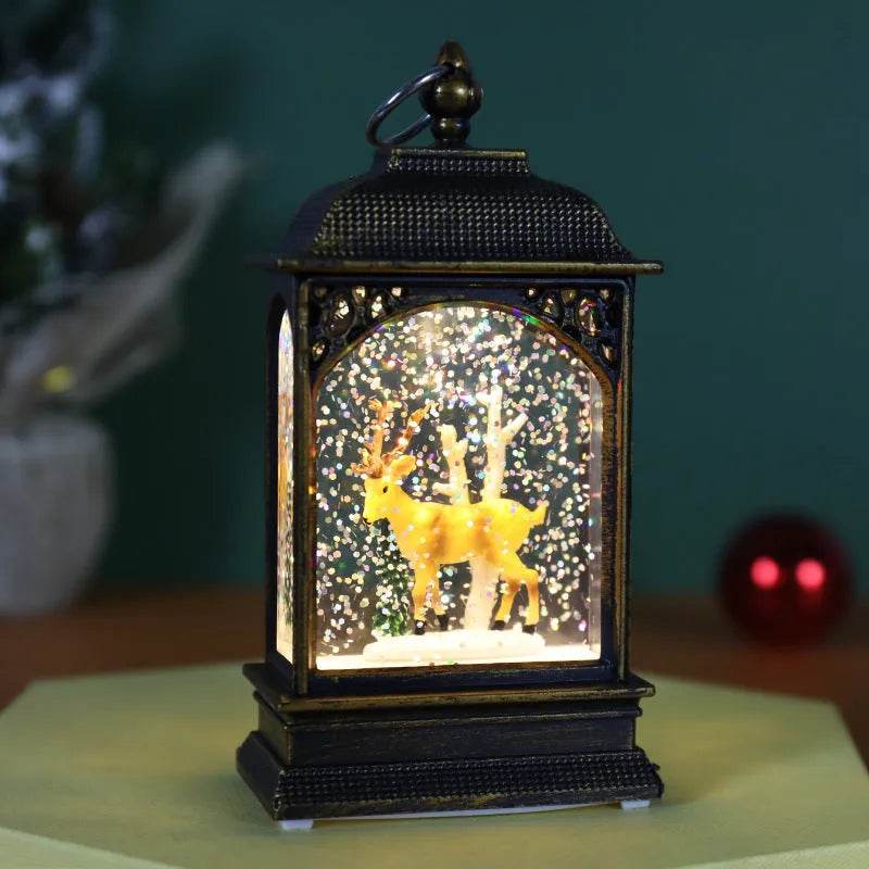 Yeouu | Christmas Decoration Luminous Water Injection Flat Storm Lantern Desktop Decoration