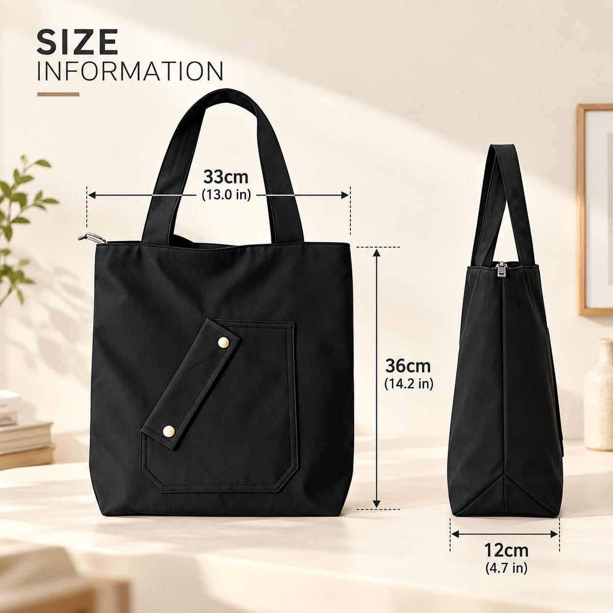Pocket Plus Canvas Tote Shoulder Bag