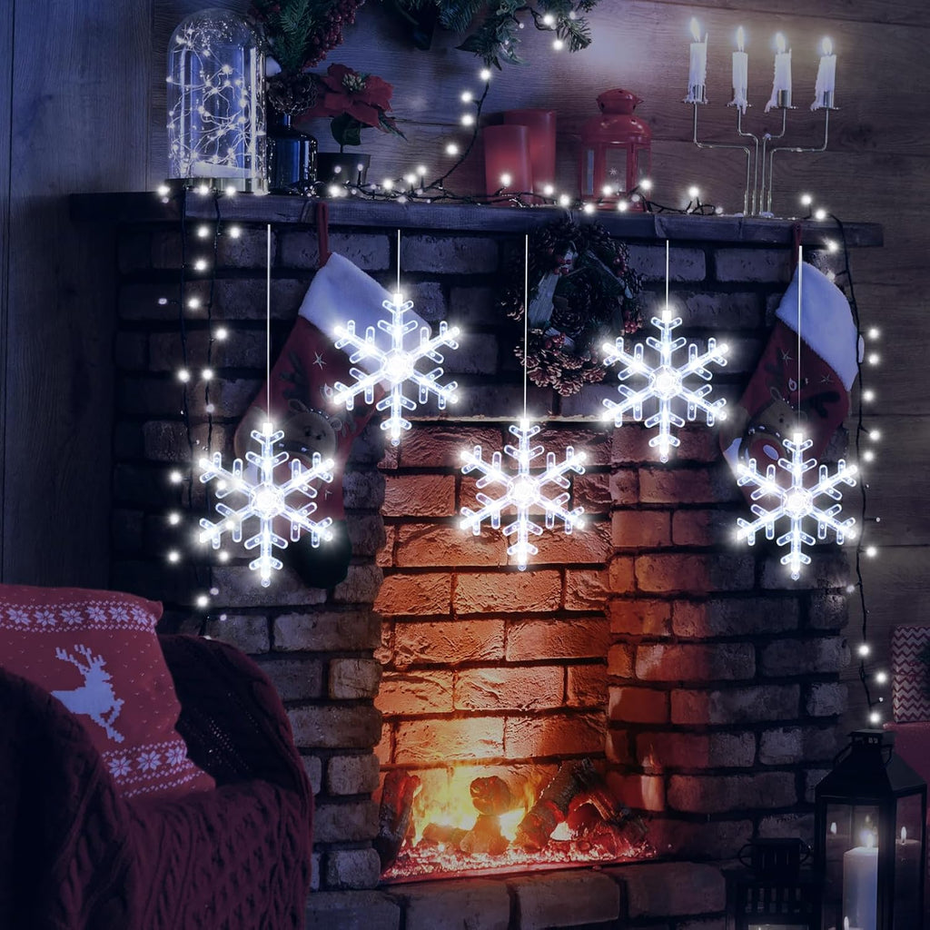 5-Pack Christmas Snowflake Window Lights with Timer