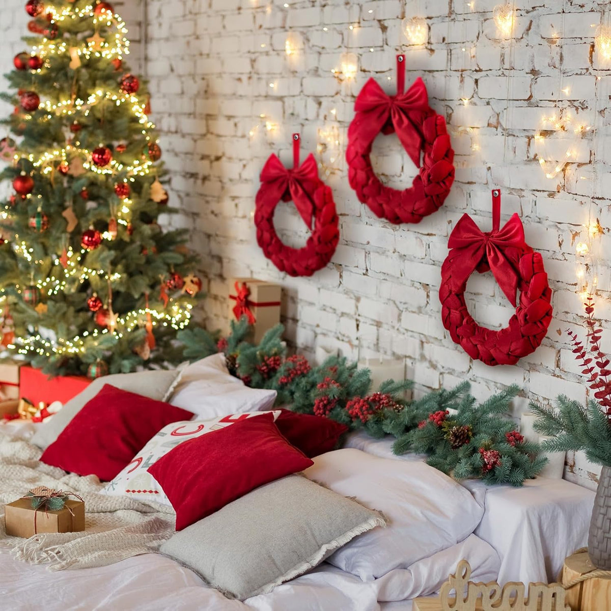Velvet Christmas Wreaths with Bow