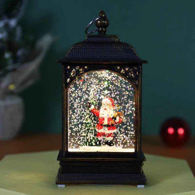 Yeouu | Christmas Decoration Luminous Water Injection Flat Storm Lantern Desktop Decoration