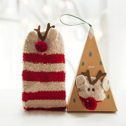 Yeouu | Christmas socks in gift box design | Plush house & cuddle socks | Universal size