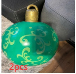 Yeouu | Inflatable Christmas Ball Outdoor Decoration 60cm – Weather Resistant PVC Christmas Decoration