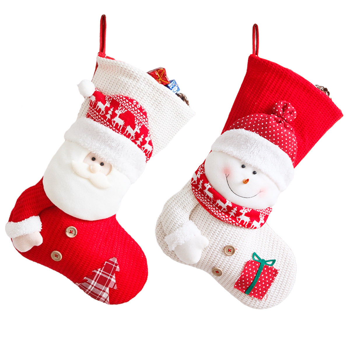 Yeouu | Large Knitted Christmas Stocking Gift Bag