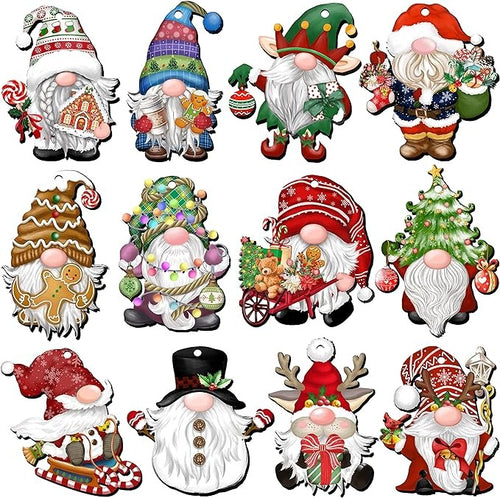12 Pieces Christmas Wooden Gnome Ornaments
