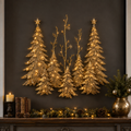 Golden Christmas Forest Illuminated Wall Sculpture