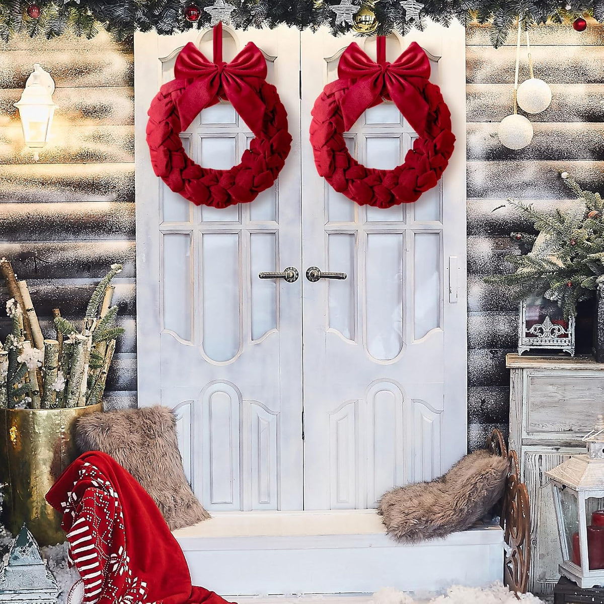 Velvet Christmas Wreaths with Bow