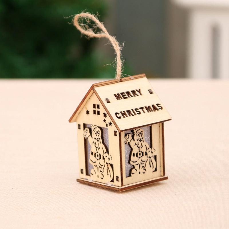 Wooden Christmas Decoration House Figurine Yeouu