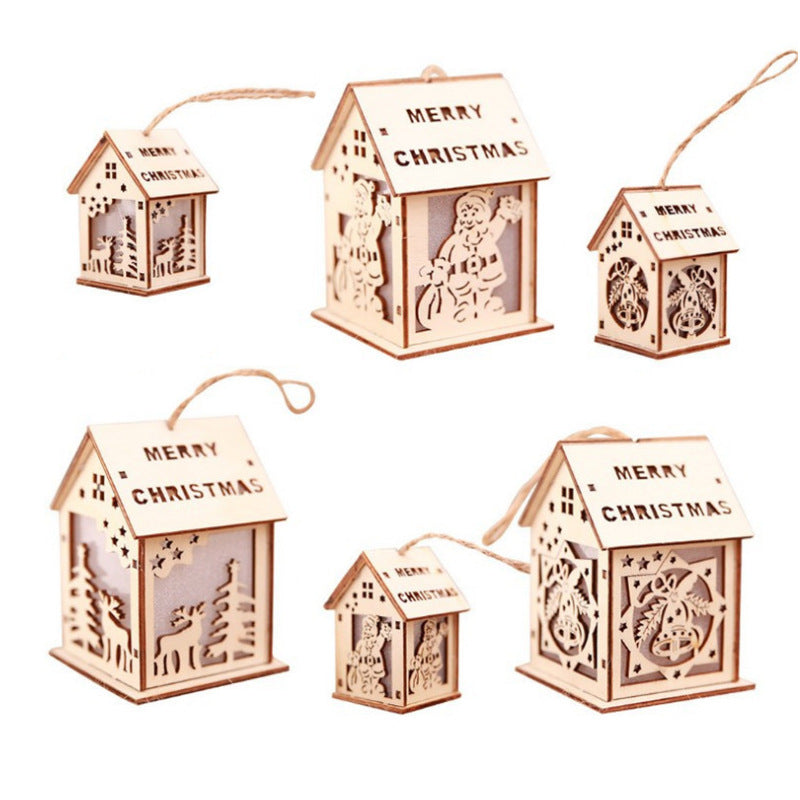 Wooden Christmas Decoration House Figurine Yeouu