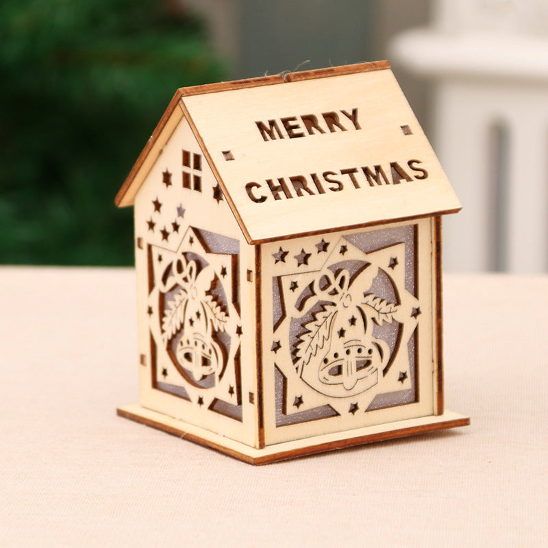 Wooden Christmas Decoration House Figurine Yeouu