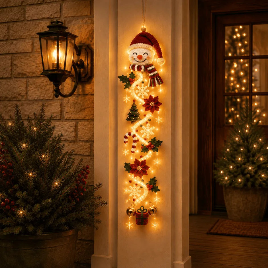 Glowing Christmas Door Hanger | 6 Festive Lighted Designs with Warm Glow, Dimensional Details & Space-Saving Vertical Décor ✨