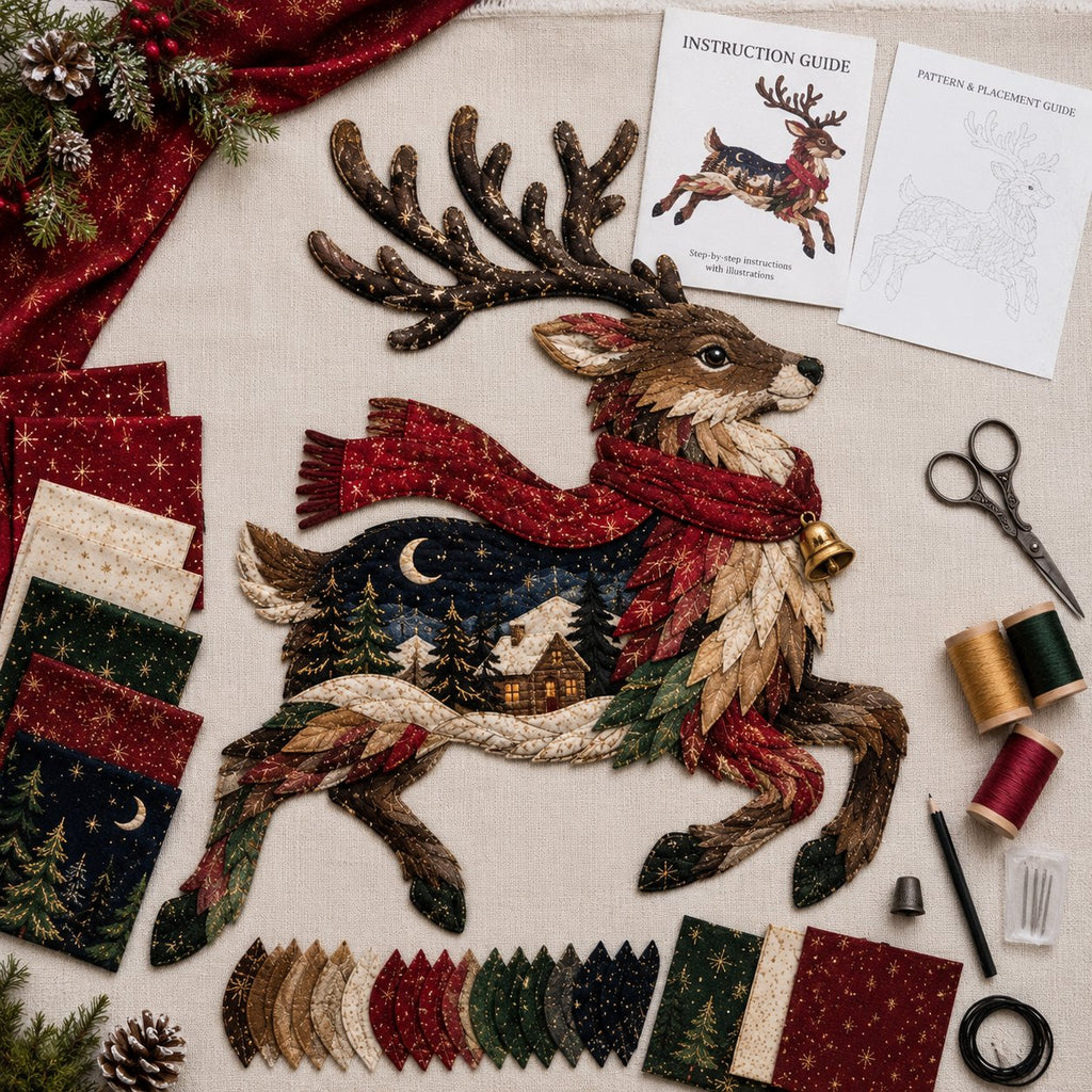 Christmas Woodland Wildlife DIY Patchwork Kit – ✨Create a Festive Handmade Keepsake