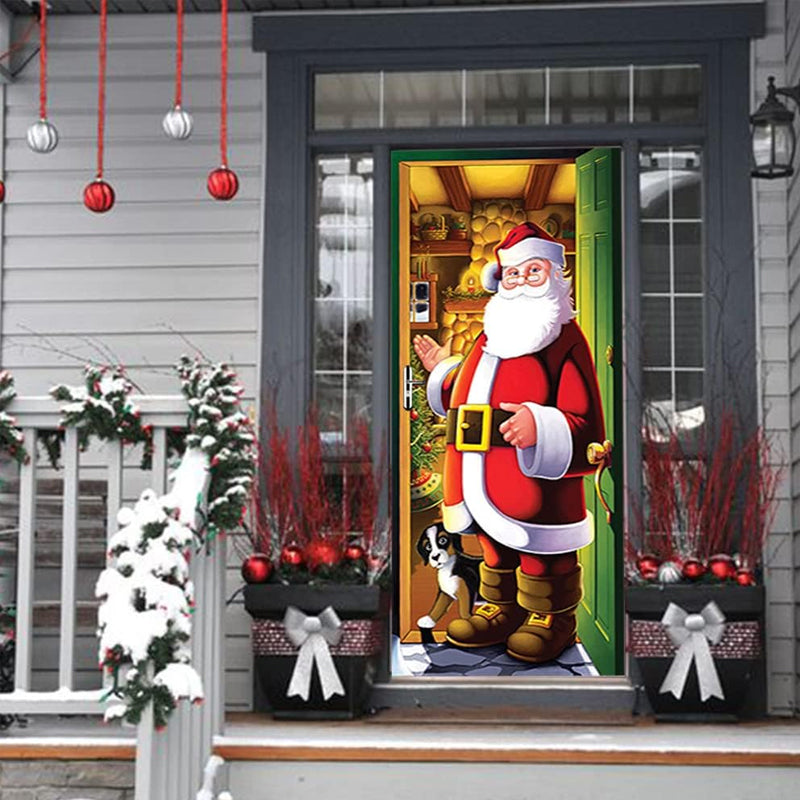 Yeouu | Christmas Door Cover | Fabric Front Door Decoration | Washable & Reusable | 91×203cm