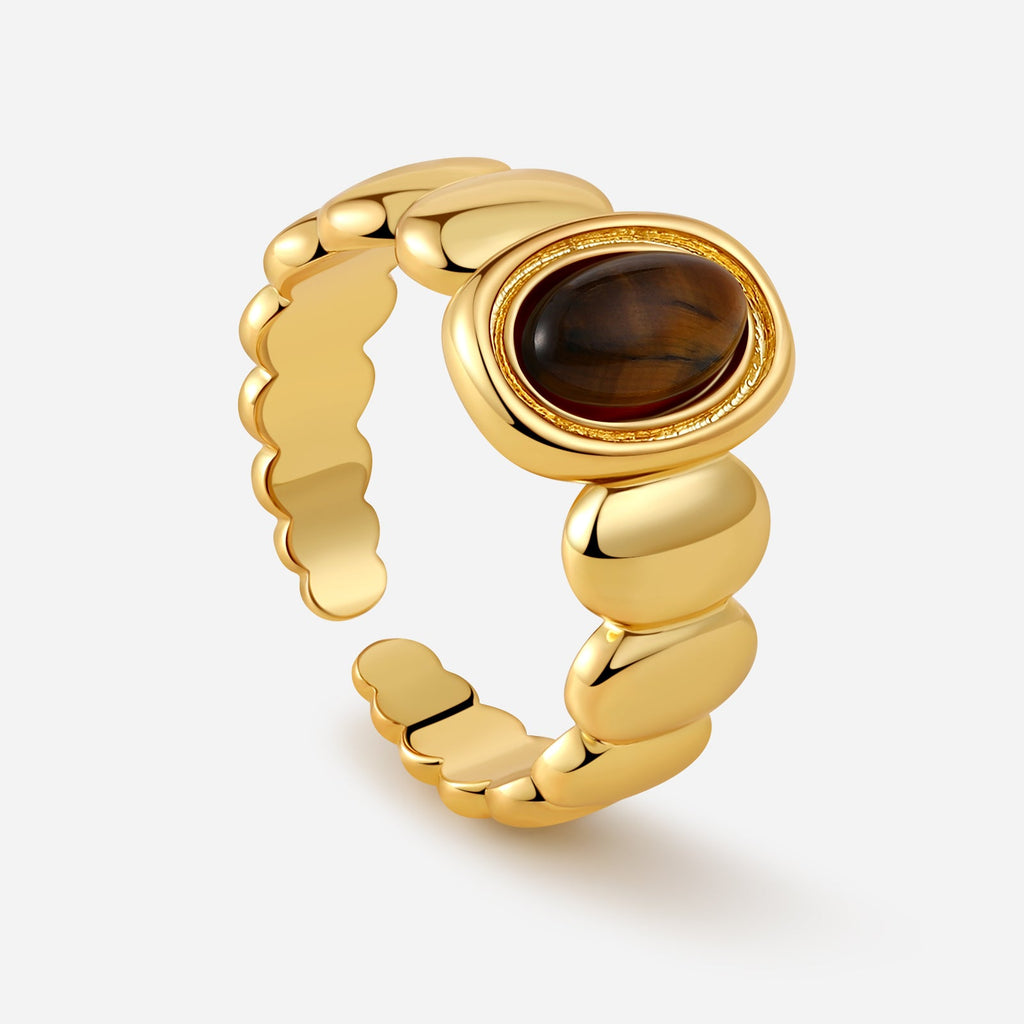 Halo Tiger Eye Stone Ring